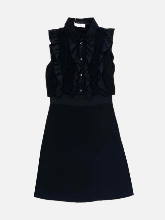 Pre-loved SANDRO Black Ruffled Mini Dress - Reems Closet
