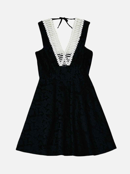 Pre-loved SANDRO Black & White Floral Jacquard Cocktail Dress from Reems Closet