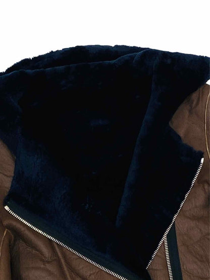 Pre-loved SANDRO Reversible Navy Blue & Brown Hoodie Coat - Reems Closet