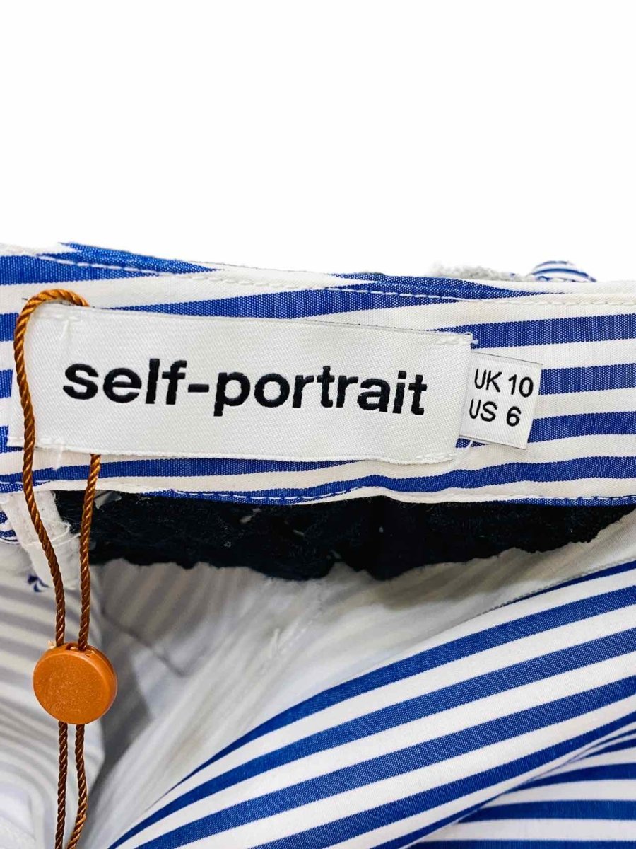 Pre-loved SELF-PORTRAIT White & Blue Striped Top - Reems Closet