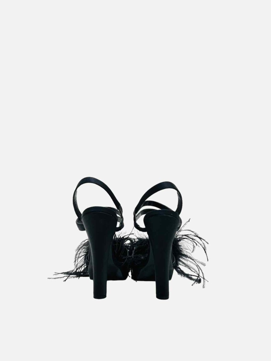 Pre-loved SONIA RYKIEL Black Feather Embellished Heeled Sandals from Reems Closet