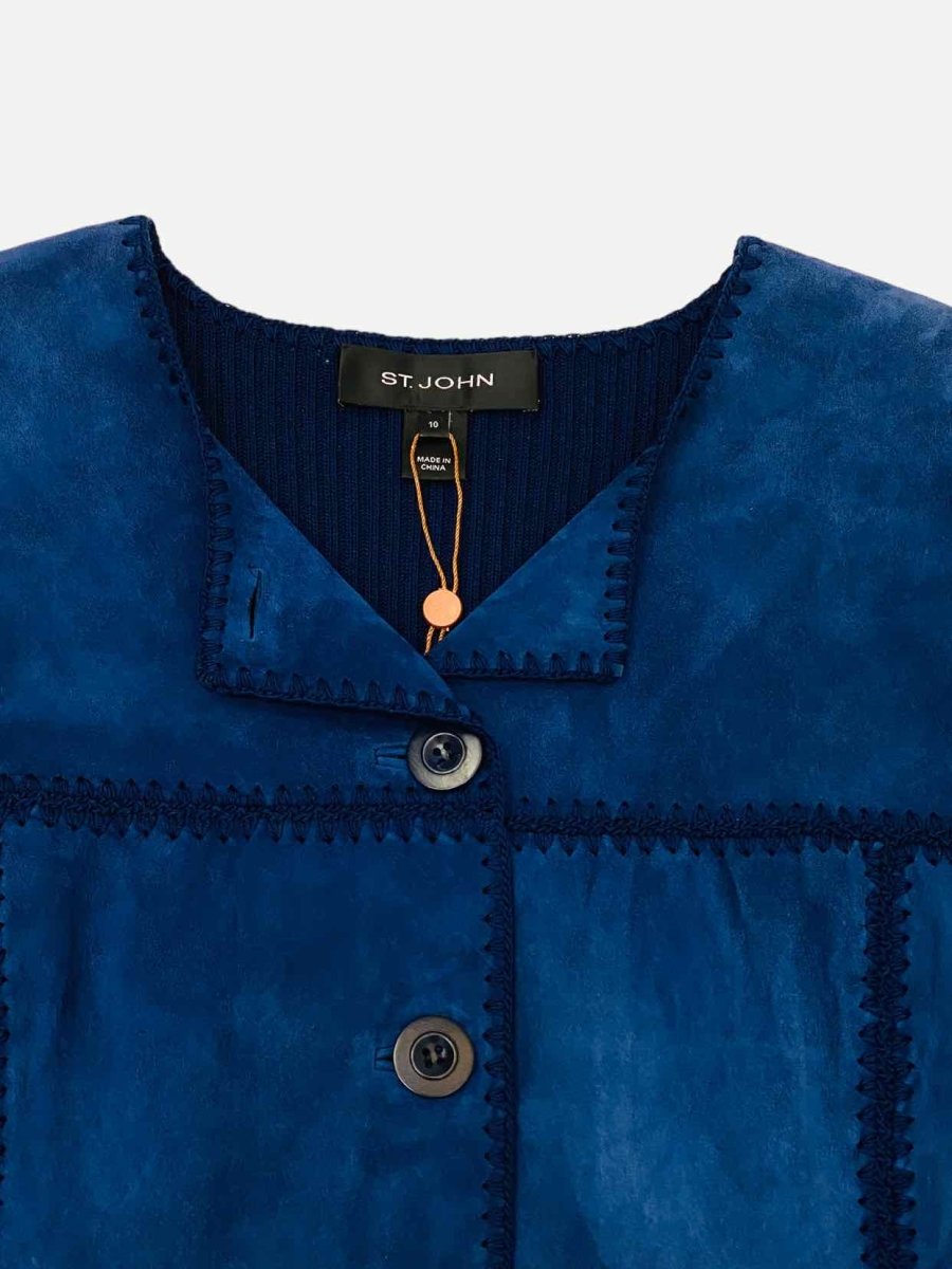 Pre-loved ST. JOHN Blue Stitch Detail Jacket - Reems Closet