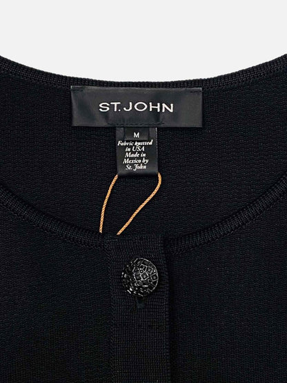 Pre-loved ST. JOHN Cropped Black Cardigan - Reems Closet