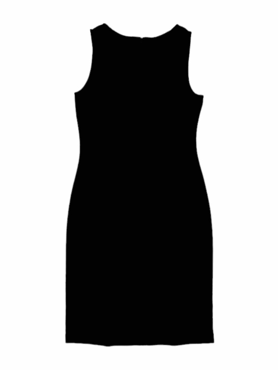 Pre-loved ST. JOHN Knit Black & Burgundy Knee Length Dress from Reems Closet