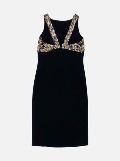 Pre - loved ST. JOHN Sequined Black & Silver Knee Length Dress at Reems Closet