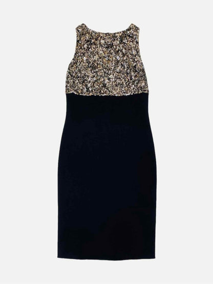 Pre - loved ST. JOHN Sequined Black & Silver Knee Length Dress at Reems Closet