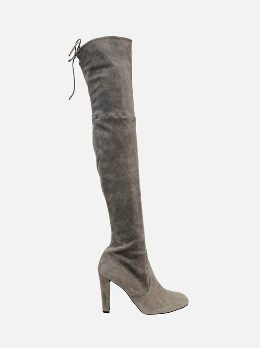 Pre-loved STUART WEITZMAN Highland Taupe Thigh High Boots from Reems Closet