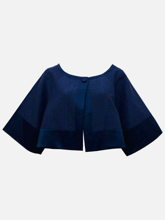 Pre-loved TEMPERLEY Cropped Navy Blue Jacket - Reems Closet