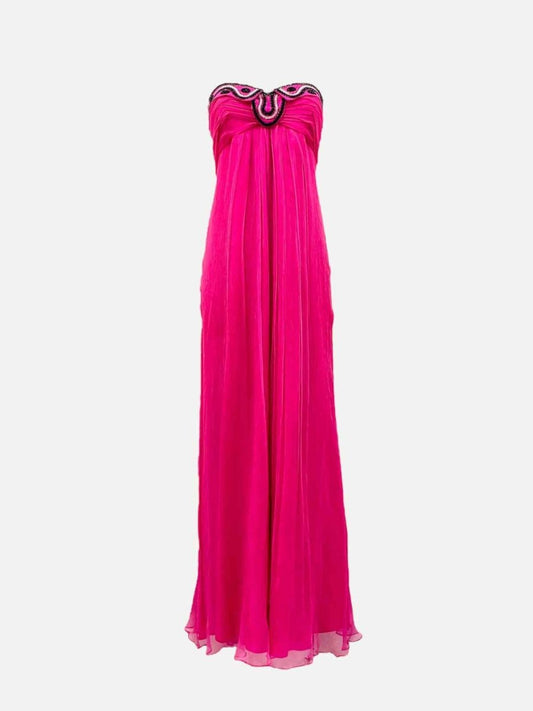 Pre-loved TEMPERLEY Tube Pink Bead Embellished Evening Dress - Reems Closet