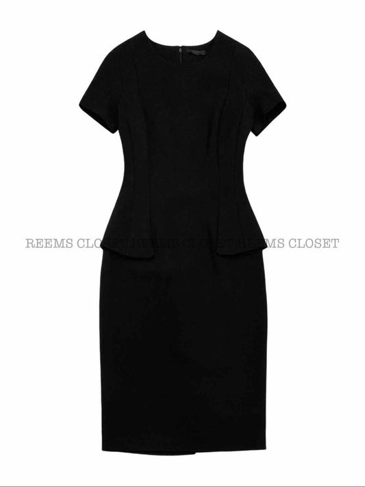 Pre-loved THE ROW Peplum Black Midi Dress - Reems Closet