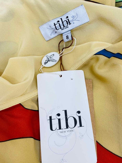 Pre-loved TIBI One Shoulder Beige Multicolor Printed Long Dress - Reems Closet