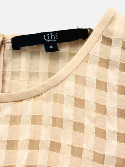 Pre - loved TIBI Peach Checked Sleeveless Top at Reems Closet