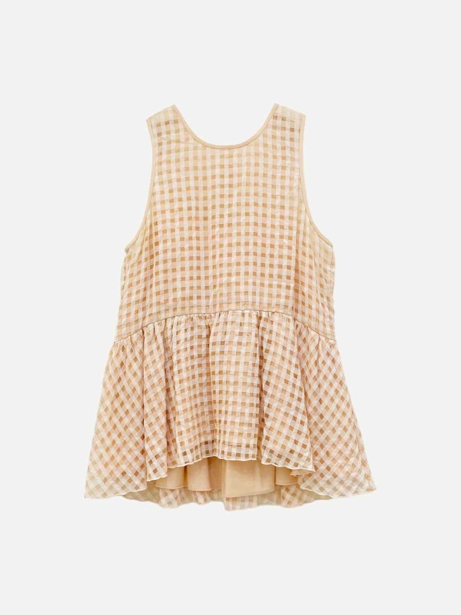 Pre-loved TIBI Peach Checked Sleeveless Top from Reems Closet