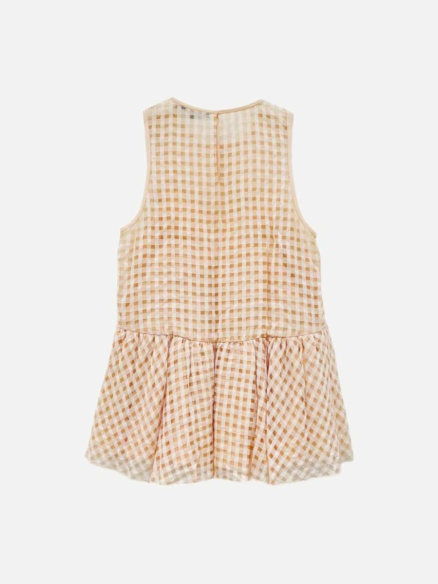 Pre - loved TIBI Peach Checked Sleeveless Top at Reems Closet