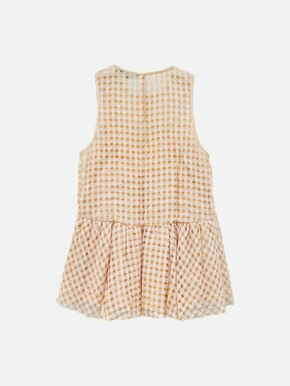 Pre-loved TIBI Peach Checked Sleeveless Top from Reems Closet