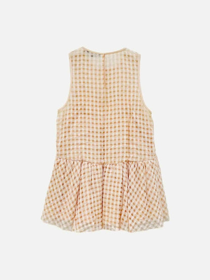 Pre - loved TIBI Peach Checked Sleeveless Top at Reems Closet