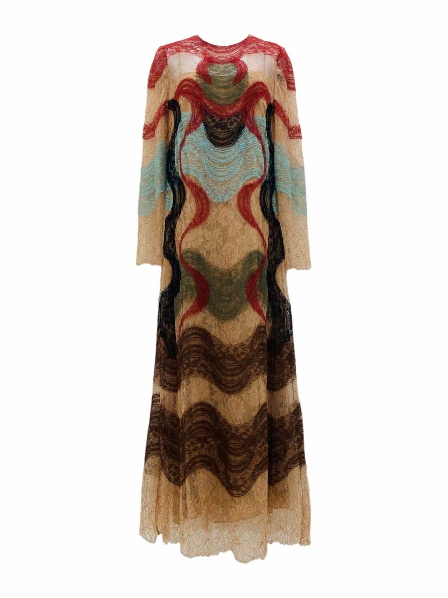 Pre - loved VALENTINO Beige & Black Wave Print Evening Dress at Reems Closet