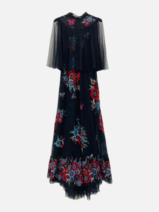 Pre-loved VALENTINO Black Multicolor Floral Print Long Dress from Reems Closet