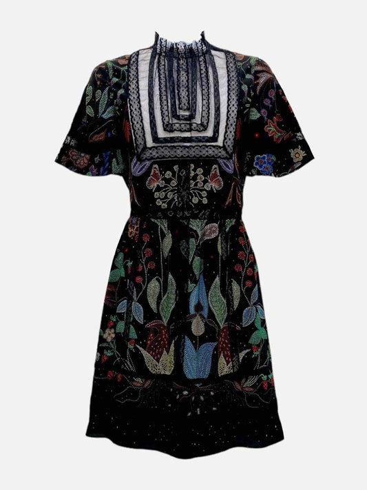 Pre-loved VALENTINO Black Multicolor Printed Cocktail Dress from Reems Closet