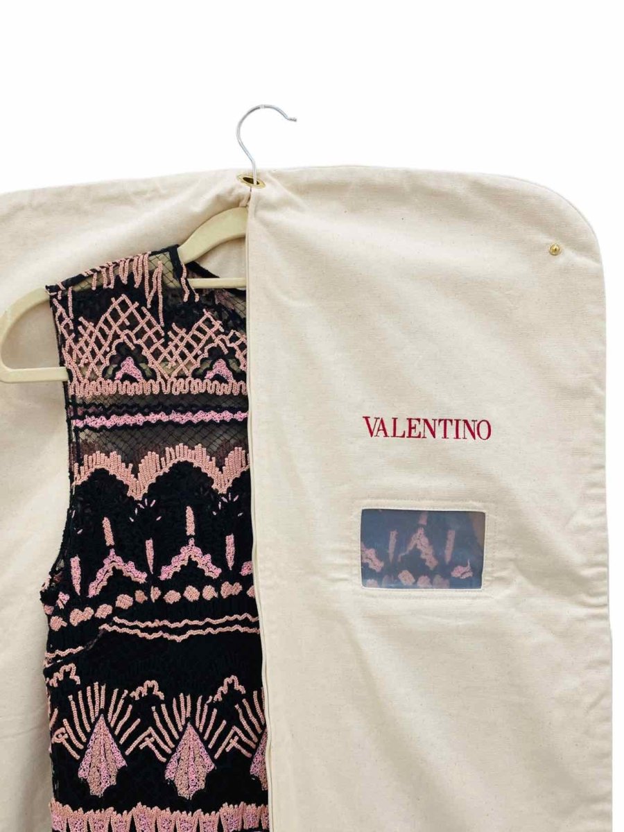 Pre-loved VALENTINO Black & Pink Crochet Midi Dress - Reems Closet
