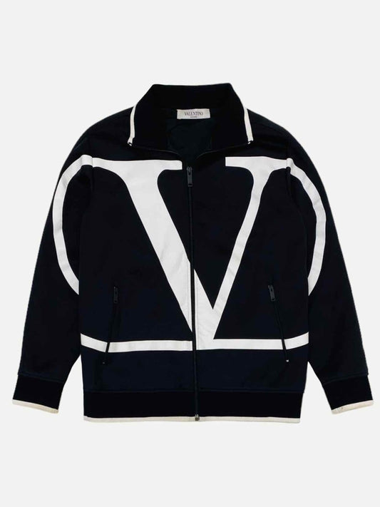 Pre-loved VALENTINO Black w/ White Monogram Logo Print Sweatshirt - Reems Closet