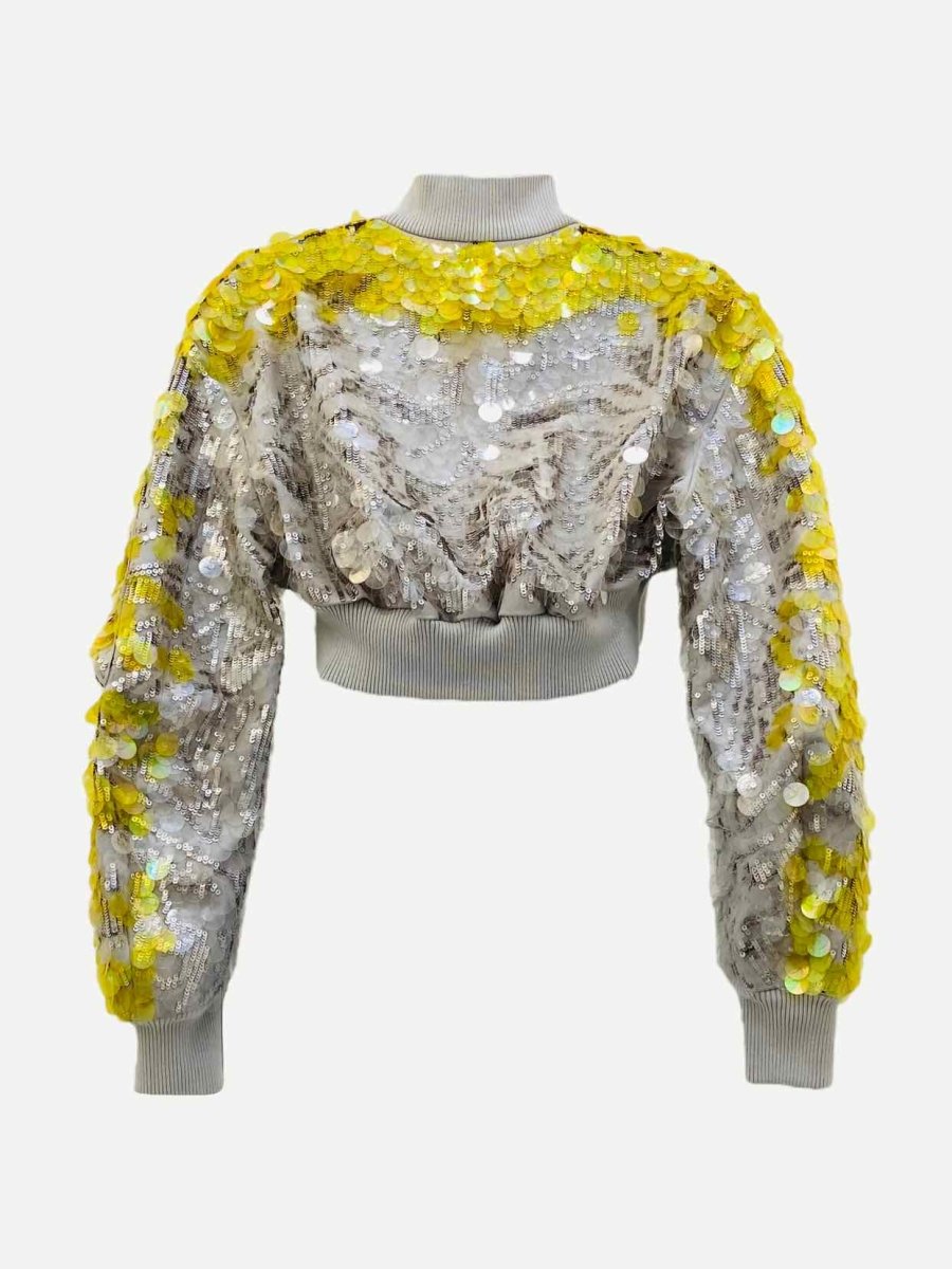 Pre-loved VALENTINO Cropped Metallic Silver & Gold 2 PC Top from Reems Closet