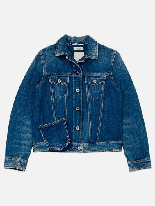 Pre-loved VALENTINO Denim Rockstud Blue Jacket from Reems Closet