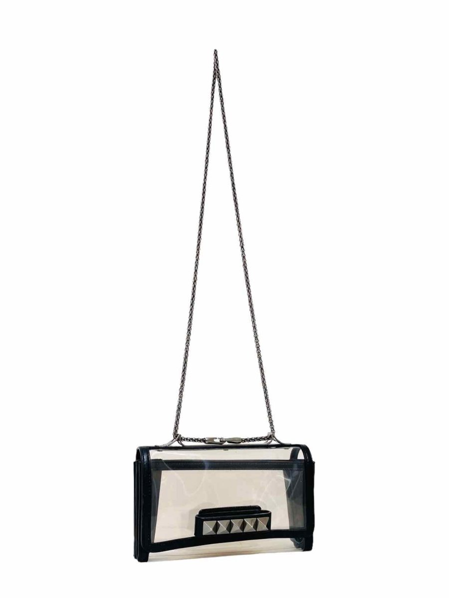 Pre-loved VALENTINO Rockstud Transparent PVC Shoulder Bag from Reems Closet