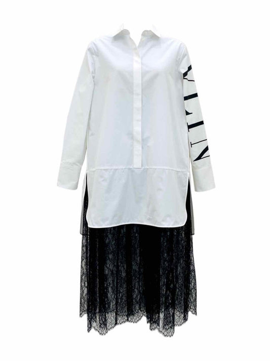 Pre-loved VALENTINO Shirt White & Black Knee Length Dress - Reems Closet