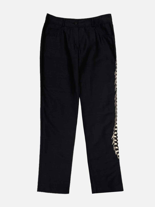 Pre-loved VALENTINO Straight Leg Black Crystal Embellished Pants from Reems Closet
