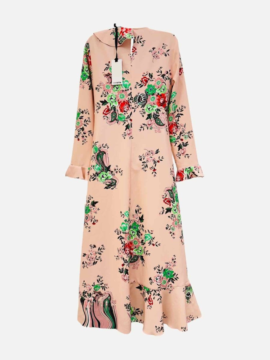 Pre-loved VIVETTA Peach Multicolor Floral Midi Dress from Reems Closet