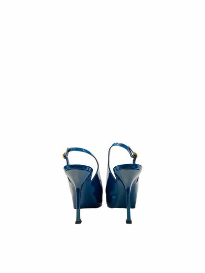 Pre-loved YVES SAINT LAURENT Slingback Blue Pumps - Reems Closet