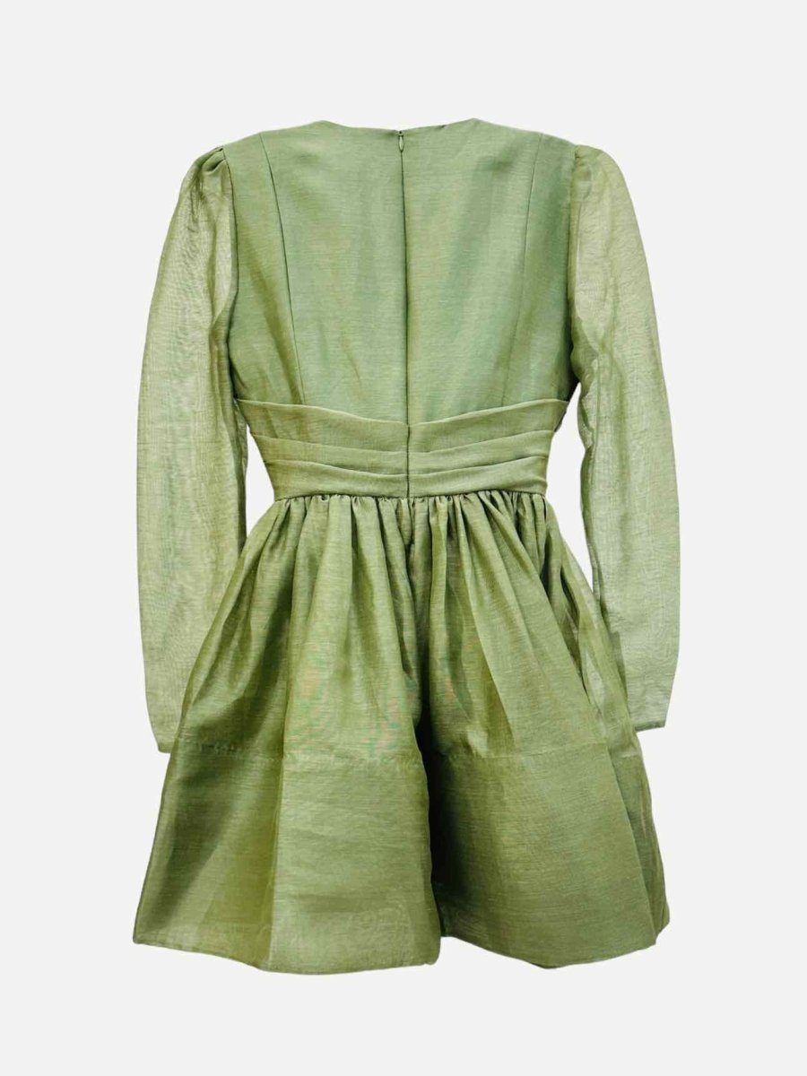 Pre - loved ZIMMERMANN Lyrical Green Mini Dress at Reems Closet